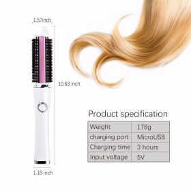 USB Wireless Charging Hair Straightening Comb Portable (Option: White-usb)