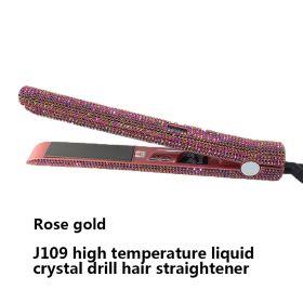 High Temperature Electric Splint For Diamond-Studded Hair Straightener (Option: Rose Gold-UK)