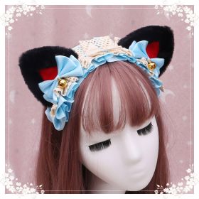 A lovely japanese Lolita hairdress, Catwoman Plush Lolita headdress, lace cat ear hair band (Option: D)