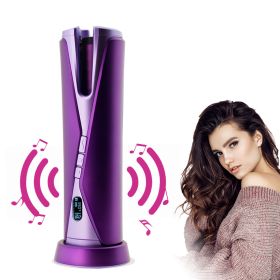 Wireless Mini Automatic Hair Iron Portable Music (Option: Purple-USB)