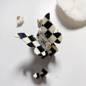 Simple Retro Black And White Checkerboard Series Hairpin (Option: Threedimensional butterfly ca)