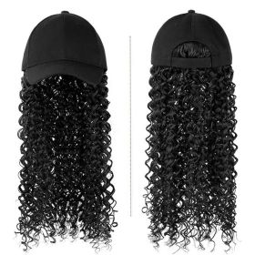 Women's Fashion Natural Headgear With Hat And Wig (Option: Natural black)