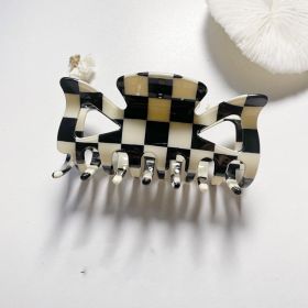 Simple Retro Black And White Checkerboard Series Hairpin (Option: Bow)