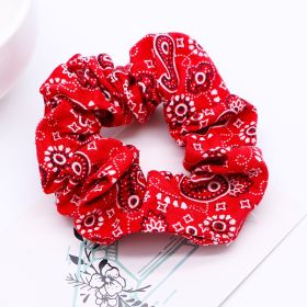 Large Intestine Hair Tie Foreign Trade Cashew Flower Ponytail Hair Tie (Color: Red)