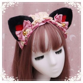 A lovely japanese Lolita hairdress, Catwoman Plush Lolita headdress, lace cat ear hair band (Option: G)