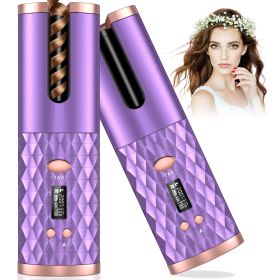 Electric Automatic Curler Wireless Curling Stick (Color: Purple)