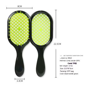 Hollow Comb Dry Wet Dual Purpose Honeycomb Hairdressing (Option: Black Handle Green-Plastic-2PCS)