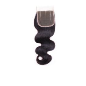 Real Hair Block Body Wave 4X4 Lace Closure (Option: Three part-8inch)