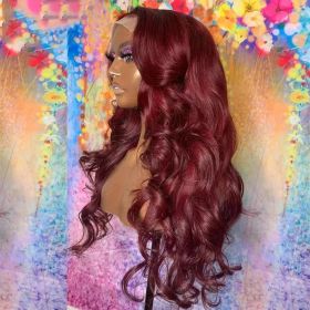 Long Curly Hair Light Blonde Big Waves African Women's Lace Wig (Option: Rose Red-32inches)