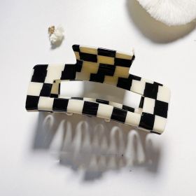 Simple Retro Black And White Checkerboard Series Hairpin (Option: Large square)