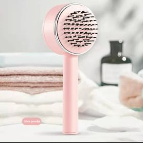 One-key Self-cleaning Hair Brush For Women Curly Hair Brush  Anti-Static Airbag Massage Comb  Airbag Massage Scalp Comb Professional Detangling One-ke (Color: Pink)