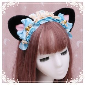 A lovely japanese Lolita hairdress, Catwoman Plush Lolita headdress, lace cat ear hair band (Option: C)