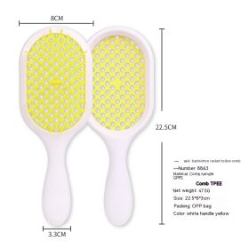 Hollow Comb Dry Wet Dual Purpose Honeycomb Hairdressing (Option: White Handle Yellow-Plastic-1PCS)