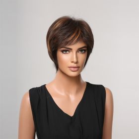 Stylish Short Curly Hair Round Face And Wavy Head (Option: Lc20204 black dyed gold)