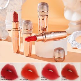 Cool Microphone Embossed Lipstick Not Easy To Makeup Long-lasting No Stain On Cup Matte Moisturizing Lip Lacquer Creative Lip Makeup (Option: 666 Hot Brown)