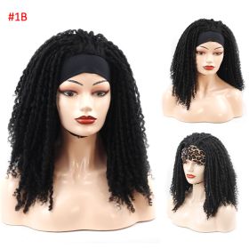 Ribbon Long Curly Crochet Hair Wig Head Cover (Option: 1B)