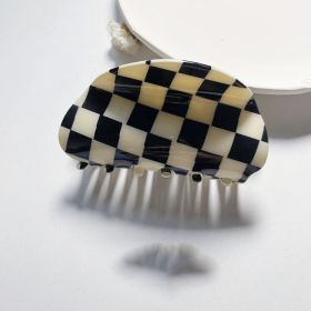 Simple Retro Black And White Checkerboard Series Hairpin (Option: Semicircle checkerboard)