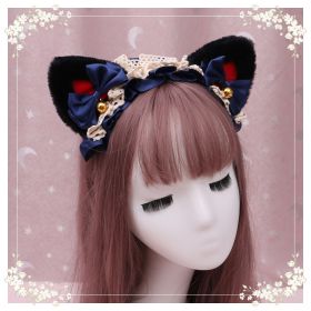 A lovely japanese Lolita hairdress, Catwoman Plush Lolita headdress, lace cat ear hair band (Option: X)