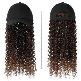 Women's Fashion Natural Headgear With Hat And Wig (Option: Dark brown)