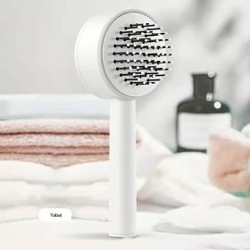 CN 3D Air Cushion Massager Brush With Retractable Bristles Self Cleaning Hair Brush Massage One-key Self-cleaning Hair Brush Anti-Static Airbag Massag (Color: White)