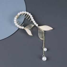 Ball Head Plate Temperament Horsetail Buckle Hair Clip (Option: H Pearl)