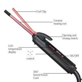 Curling Iron Big Curl Does Not Hurt Hair Mini Perm Iron Electric Inner Buckle (Option: Black-9mm-EU)