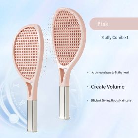 Hair Comb Tennis Racket Fluffy Combs High Skull Top Hair Artifact Airbag Cushion Massage Comb Barber Tools Hair Detangler Hairbrush For Thick Hair Sel (Color: Pink)