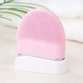 Electric Silicone Cleansing Instrument Pore Cleaning Brush Mini Ultrasonic Beauty Instrument (Option: Pink Electric Model-Facial Cleaner)