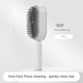 Self Cleaning Hair Brush For Women Massage Scalp Promote Blood Circulation Anti Hair Loss 3D Hair Growth Comb Hairbrush Self-Cleaning Hair Brush   3D (Color: White)