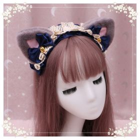 A lovely japanese Lolita hairdress, Catwoman Plush Lolita headdress, lace cat ear hair band (Option: U)