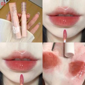 Bubble Lip Glaze Mirror Water Light Glass Lip Glaze Female (Option: 02Smoky Pink Butterfly)