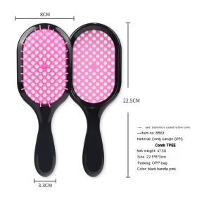 Hollow Comb Dry Wet Dual Purpose Honeycomb Hairdressing (Option: Black Handle Pink-Plastic-2PCS)