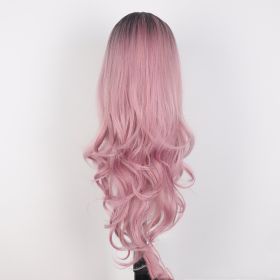 The New Rose Net Wig Is Thin And Straight With Long Curls (Color: Pink)