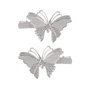 European And American Creative Personality Butterfly Hairpin (Option: Silver pair one on each side-4.26.8CM)