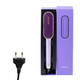 Negative Ion Hair Straightening Comb And Curling Iron (Option: Purple-EU)