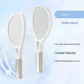 Hair Comb Tennis Racket Fluffy Combs High Skull Top Hair Artifact Airbag Cushion Massage Comb Barber Tools Hair Detangler Hairbrush For Thick Hair Sel (Color: White)