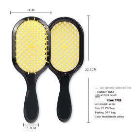 Hollow Comb Dry Wet Dual Purpose Honeycomb Hairdressing (Option: Black Handle Yellow-Plastic-1PCS)