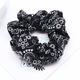 Large Intestine Hair Tie Foreign Trade Cashew Flower Ponytail Hair Tie (Color: Black)