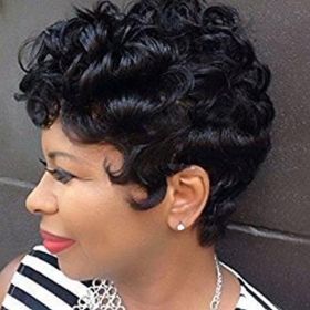 European And American Short Curly Hair Wig Chemical Fiber Headgear (Option: A)