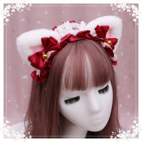 A lovely japanese Lolita hairdress, Catwoman Plush Lolita headdress, lace cat ear hair band (Option: E)