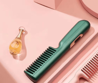 Portable Multi-functional Curly Hair And Straight Hair Dual-purpose Comb (Option: Green1-Plugged In)