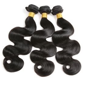 Piece Body Wave Human Hair Bundles (Option: Black-16inch)