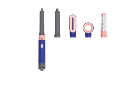 Five-in-one Hot Air Comb Automatic Hair Curler (Option: Blue-American Standard)