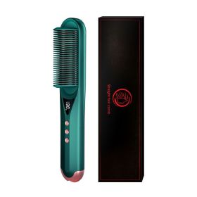 Electric Anion Hair Curler Hair Curler And Straightener Dual-use Hair Straightener (Option: Straight Comb Dark Green-US)